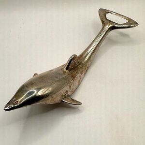 Vintage SILVER PLATED DOLPHIN BOTTLE OPENER OPENS METAL AND PLASTIC TWIST TOPS